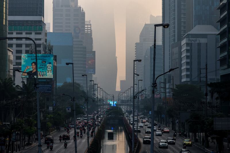 Air pollution shrouds Thailand's capital Bangkok on Feb. 3, 2025.