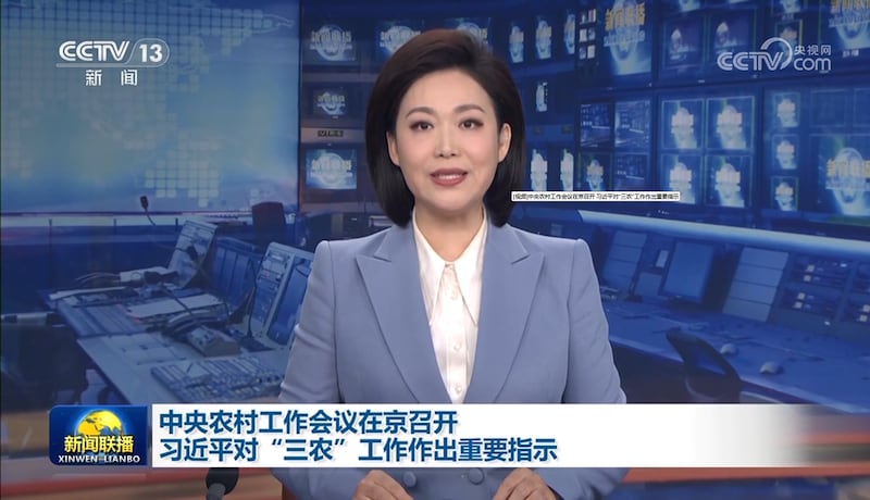 中国官媒央视对中央农村工作会议的相关报道（视频截图/CCTV）