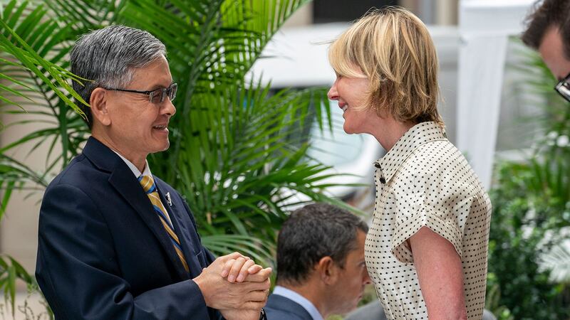 美国常驻联合国代表克拉夫特9月16日与台湾驻纽约办事处处长李光章共进午餐。(图源:AP)