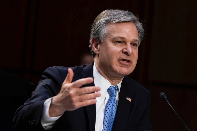 美国联邦调查局(FBI)局长克里斯托弗・雷(Christopher Wray)表示,中国的黑客计划比所有其它主要国家的总和还多。(美联社图片)