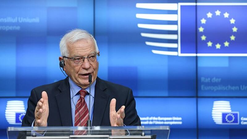 2021年3月22日,欧洲联盟外交安全政策高级代表博雷利(Josep Borrell )宣布对中国的制裁。(美联社)