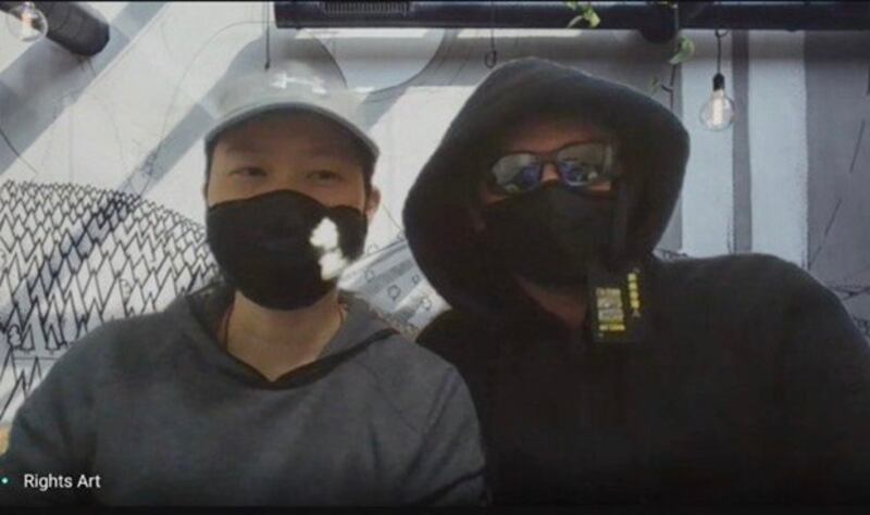 阿瑞塔(左)和本杰明(右)在与记者进行视频访谈。(孙诚拍摄,独家首发)