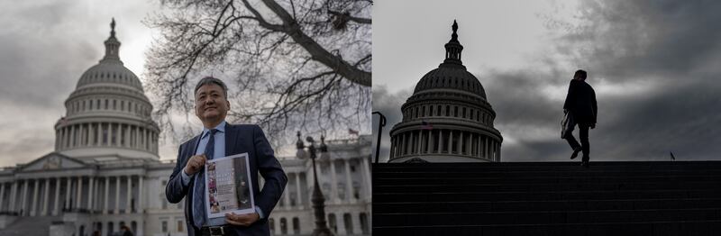 2023年3月21日,马聚在美国国会山进行针对回族人权打压的倡议。