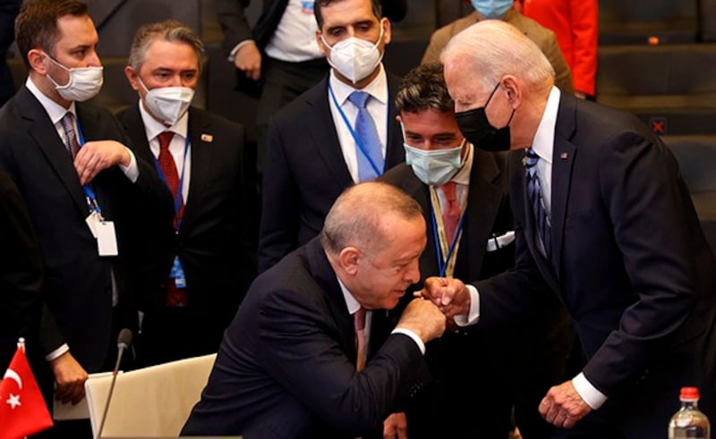 北大西洋公约组织三十个成员国的领导人6月14日参加在比利时布鲁塞尔举行的峰会(美联社)