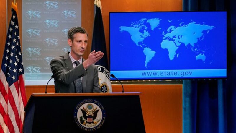 美国国务院发言人普赖斯(Ned Price)4月6日在例行记者会表示,美国会和盟友就抵制北京冬奥进行密切磋商,基于共同利益、共同价值观协调行动。(路透社资料图)