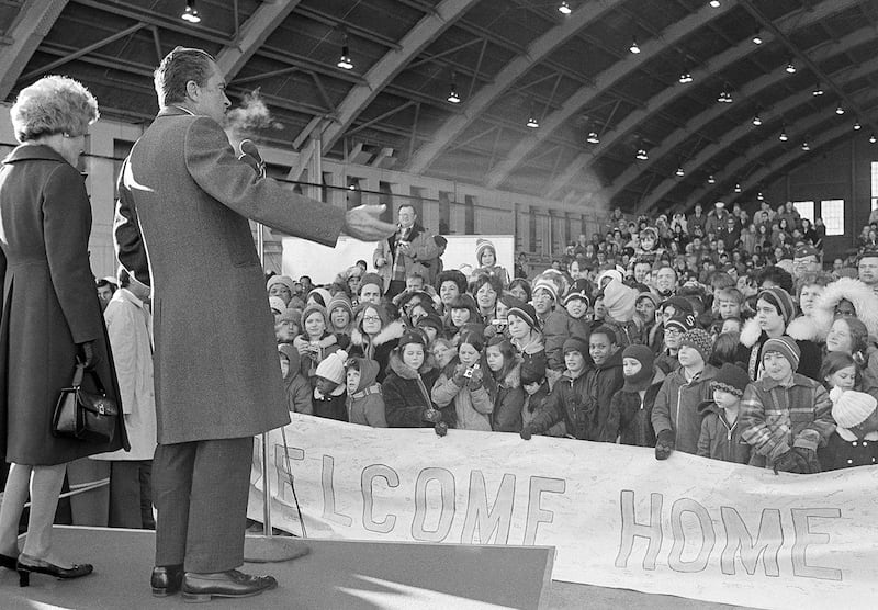 尼克松总统结束访华后于1972年2月28日返抵美国华盛顿（美联社资料图）