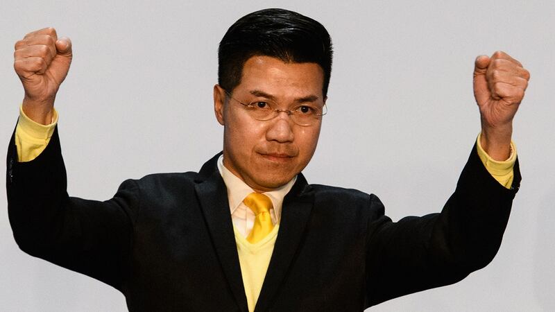 资料图片:2018年3月12日,范国威立法会补选中胜选。(法新社)