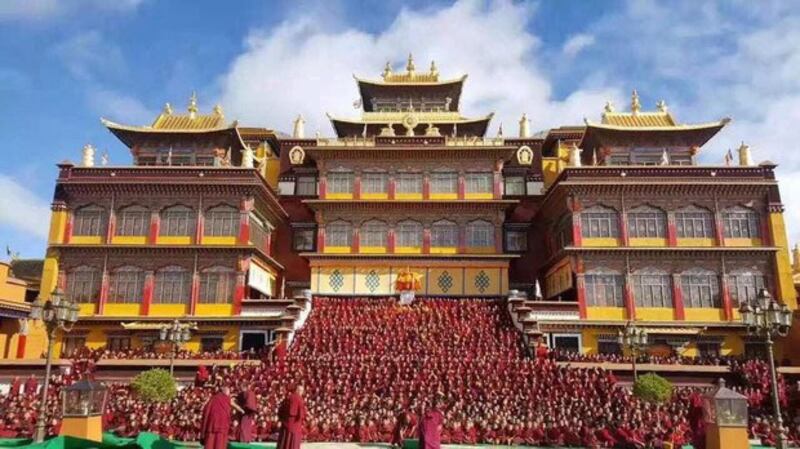 Monks at Kirti Monastery in Ngaba county are seen in an undated photo.