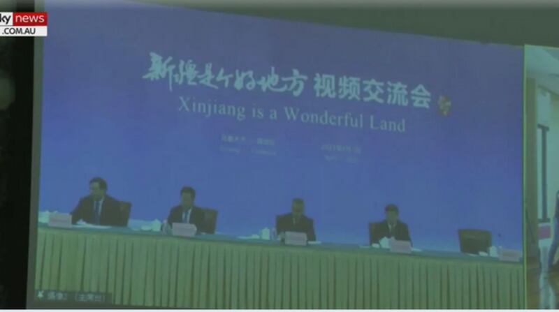 中国驻澳大利亚大使馆4月7日发布一部题为《新疆是个好地方》的政治宣传片(网站截图)