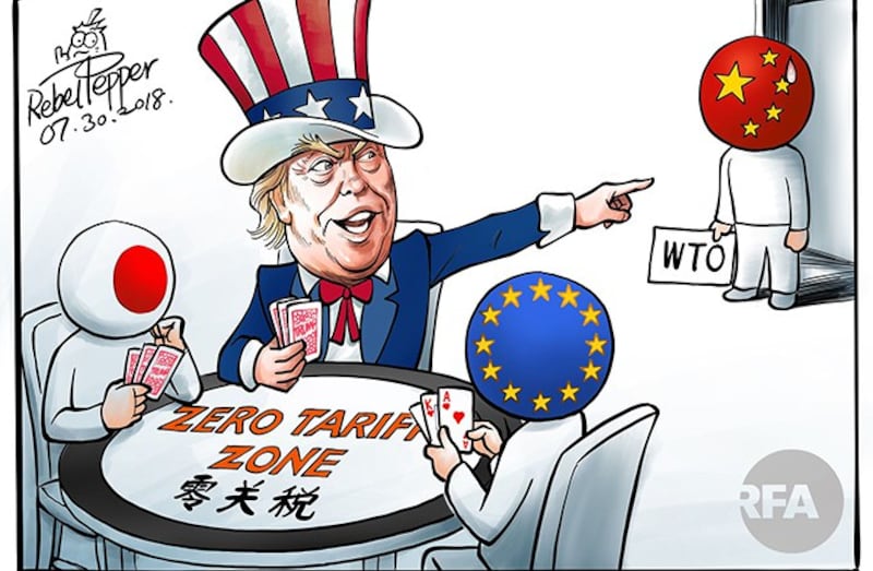 变态辣椒：中国在WTO內徒具虛名（自由亚洲电台制图）