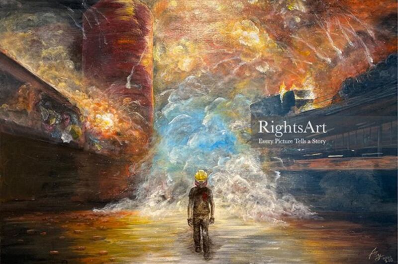 “维艺志”上出售的画作《重新来过》。(画家HKerPostle作,来自“维艺志”网站)