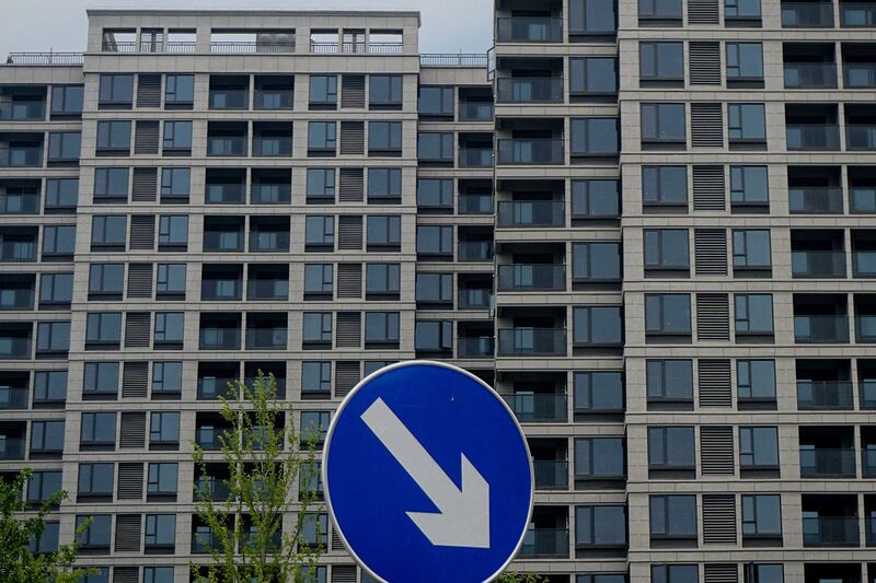 2024年5月17日,浙江省杭州市一栋正在建设的住宅楼。(法新社)